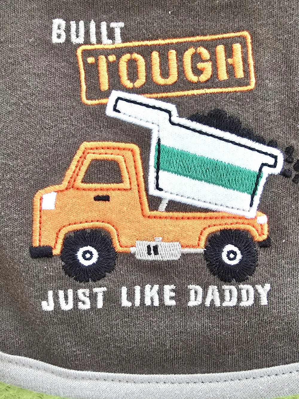 NWT  Baby BOYS - Carter's BIB - BUILT TOUGH JUST LIKE DADDY - Dump Truck - (Q5)